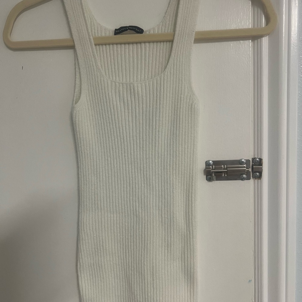 Brandy Melville Off-White Ribbed Tank
